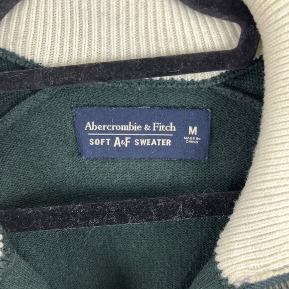 Abercrombie & Fitch Forest Green Cotton-Cashmere-Blend Pullover Mens Size M - Picture 3 of 10